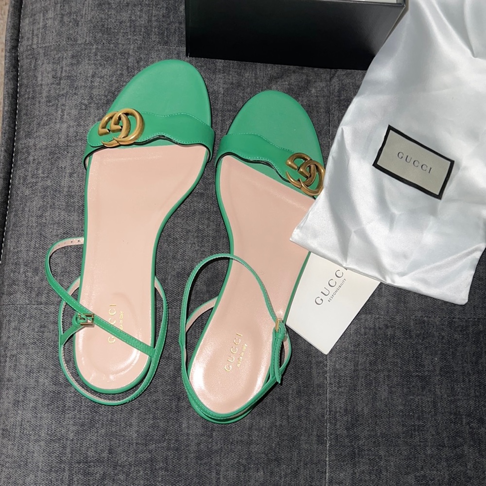 Green Gucci Marmont Sandals
